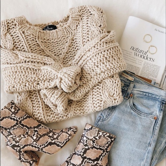 Lulus Sweaters - Jaylene Beige Cable Knit Sweater